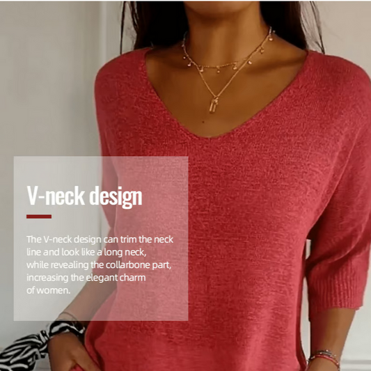 Knit top with V-neck 