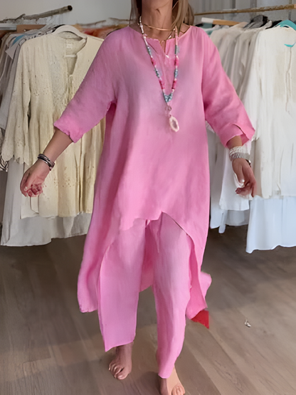 Linen pants suit set
